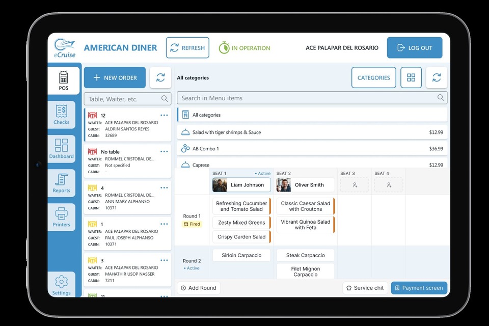 eDining POS interface