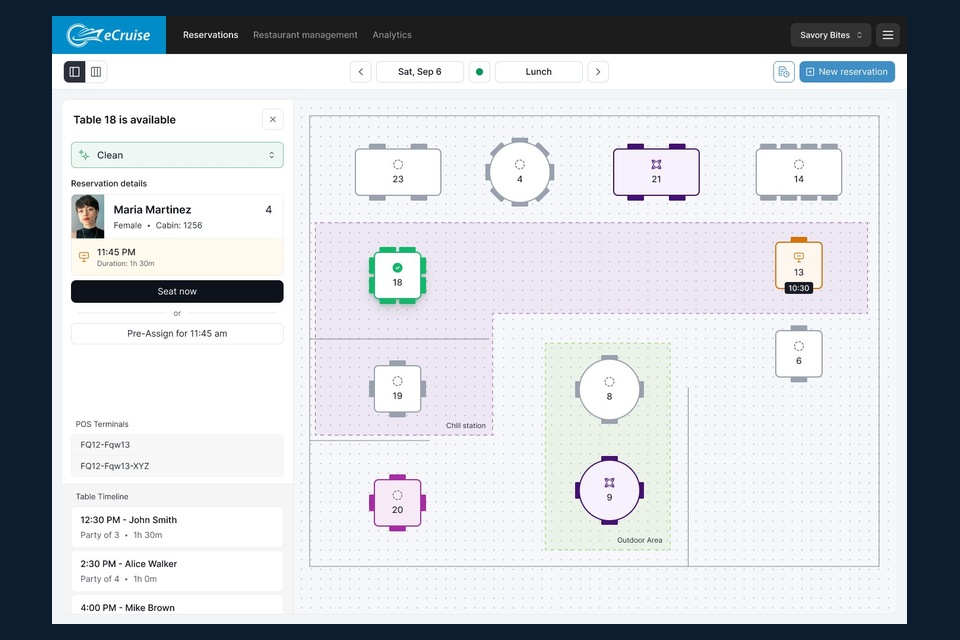 eDining Reservation Manager app